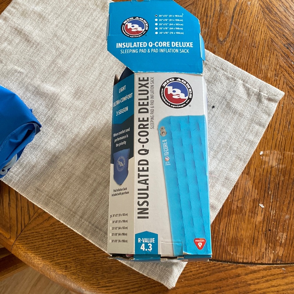 Big Agnes insulated sleeping pad - like new used once insulated q core deluxe